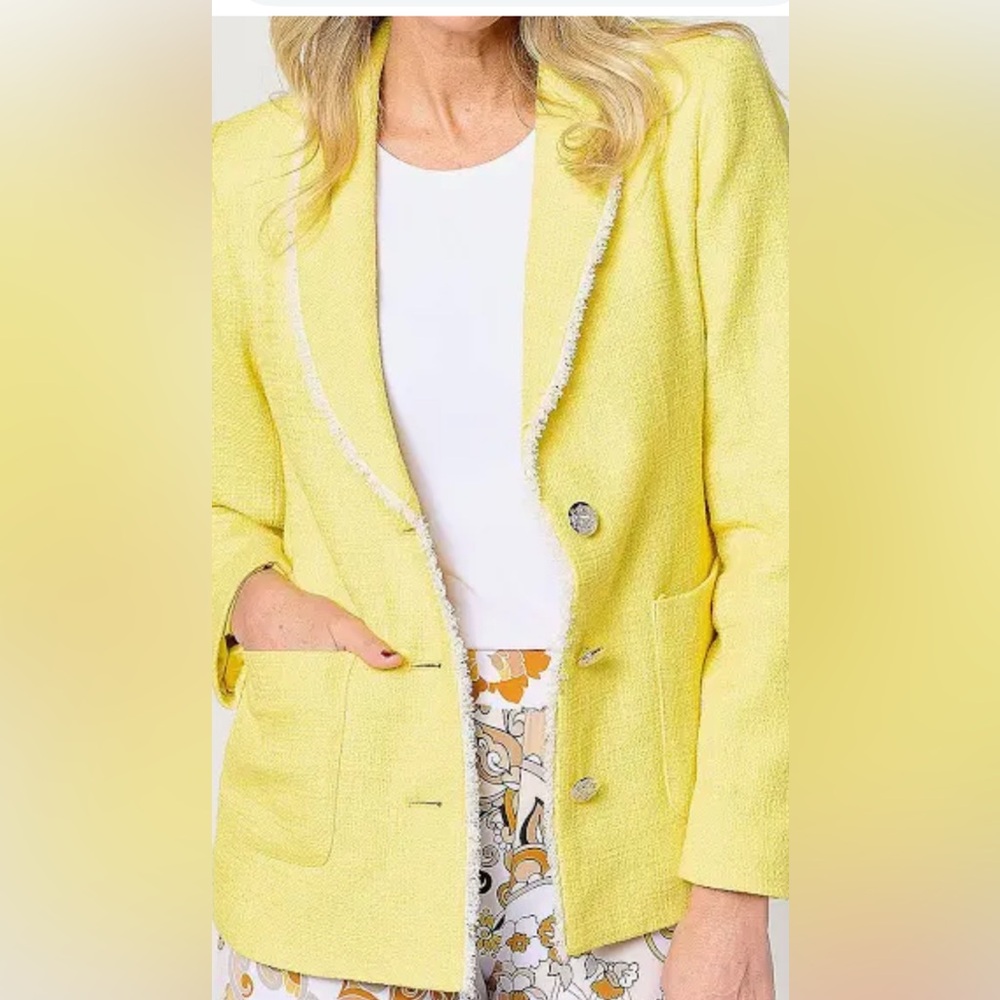Susan Graver Yellow Blazer with Metallic Accents